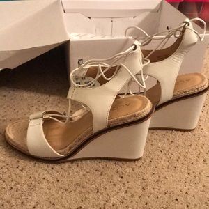 Brand new also white lace up wedges